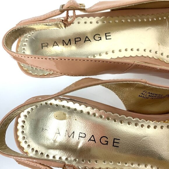 Rampage Flanders Nude Open Toe Slingbacks High Heel Shoes Faux Leather Size 9.5 - Picture 5 of 10